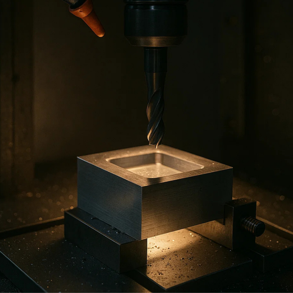 Cajera en bloque de acero